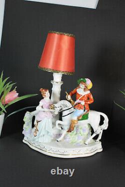 Vintage german marked table lamp porcelain horse figurine statue