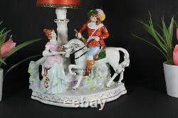 Vintage german marked table lamp porcelain horse figurine statue