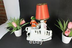 Vintage german marked table lamp porcelain horse figurine statue