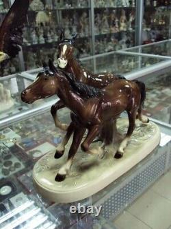 Vintage horse Figurine statue Germany Original horses faience porcelain