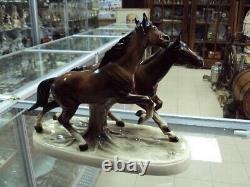 Vintage horse Figurine statue Germany Original horses faience porcelain