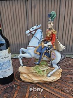 Vintage italian capodimonte Marshal general Napoleonic statue horse