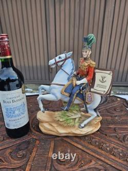 Vintage italian capodimonte Marshal general Napoleonic statue horse