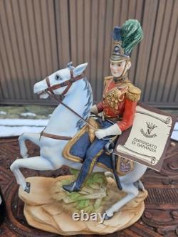 Vintage italian capodimonte Marshal general Napoleonic statue horse