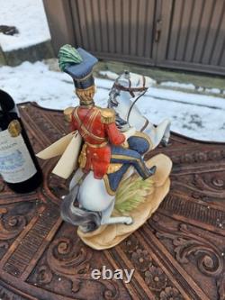 Vintage italian capodimonte Marshal general Napoleonic statue horse
