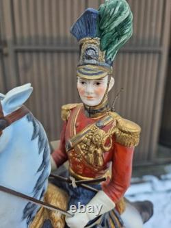 Vintage italian capodimonte Marshal general Napoleonic statue horse