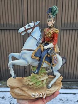 Vintage italian capodimonte Marshal general Napoleonic statue horse