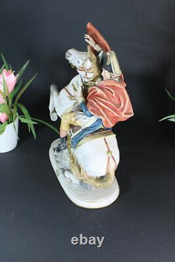 Vintage italian capodimonte porcelain napoleon on horse statue figurine
