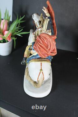 Vintage napoleon on horse Bisque porcelain capodimonte statue figurine