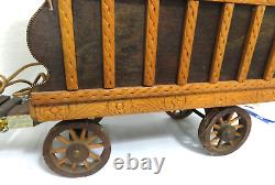 Vintage porcelain Clydesdale Horse in Harness & large wooden Gypsy Wagon