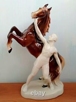 Vintage porcelain Figurine GRAFENTHAL Germany Horse Taming marked rare