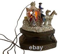 Vintage porcelain Victorian horse carriage lamp man woman figurine Romantic Koi