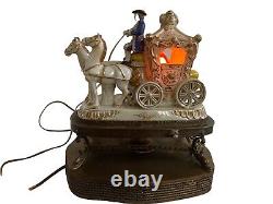 Vintage porcelain Victorian horse carriage lamp man woman figurine Romantic Koi