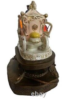 Vintage porcelain Victorian horse carriage lamp man woman figurine Romantic Koi