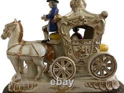 Vintage porcelain Victorian horse carriage lamp man woman figurine Romantic Koi