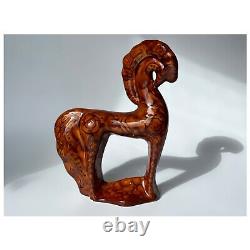 Vintage sculpture Figurine Vintage hand made Glazed Ceramic Horse