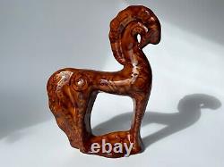 Vintage sculpture Figurine Vintage hand made Glazed Ceramic Horse