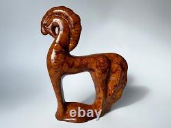 Vintage sculpture Figurine Vintage hand made Glazed Ceramic Horse