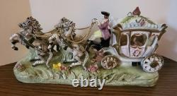 Vintage to Antique Capodimonte Cinderella Carriage Horses Driver Porcelain