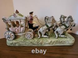Vintage to Antique Capodimonte Cinderella Carriage Horses Driver Porcelain
