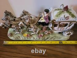 Vintage to Antique Capodimonte Cinderella Carriage Horses Driver Porcelain