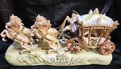 Vntg Capodimonte Style Porcelain Horse Drawn Carriage Figurine Japan N Mark