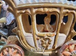 Vntg Capodimonte Style Porcelain Horse Drawn Carriage Figurine Japan N Mark