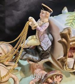 Vntg Capodimonte Style Porcelain Horse Drawn Carriage Figurine Japan N Mark