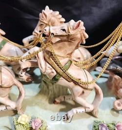 Vntg Capodimonte Style Porcelain Horse Drawn Carriage Figurine Japan N Mark