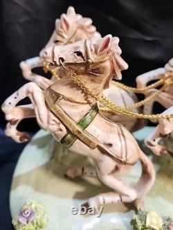 Vntg Capodimonte Style Porcelain Horse Drawn Carriage Figurine Japan N Mark