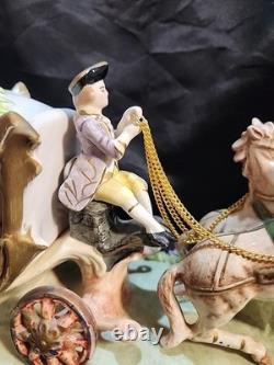 Vntg Capodimonte Style Porcelain Horse Drawn Carriage Figurine Japan N Mark