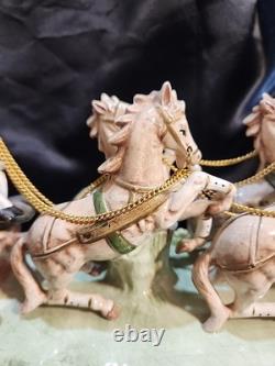 Vntg Capodimonte Style Porcelain Horse Drawn Carriage Figurine Japan N Mark