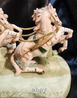 Vntg Capodimonte Style Porcelain Horse Drawn Carriage Figurine Japan N Mark