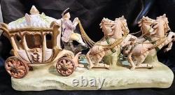 Vntg Capodimonte Style Porcelain Horse Drawn Carriage Figurine Japan N Mark