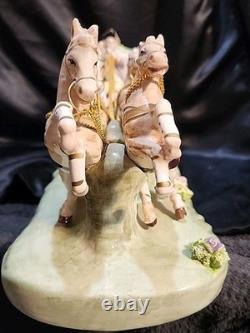 Vntg Capodimonte Style Porcelain Horse Drawn Carriage Figurine Japan N Mark