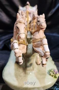 Vntg Capodimonte Style Porcelain Horse Drawn Carriage Figurine Japan N Mark