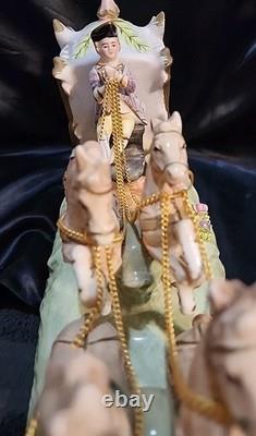 Vntg Capodimonte Style Porcelain Horse Drawn Carriage Figurine Japan N Mark