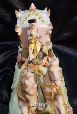 Vntg Capodimonte Style Porcelain Horse Drawn Carriage Figurine Japan N Mark