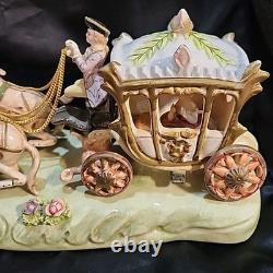 Vntg Capodimonte Style Porcelain Horse Drawn Carriage Figurine Japan N Mark