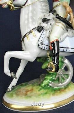 Volkstedt figure of a military Hussar on charging horse vintage