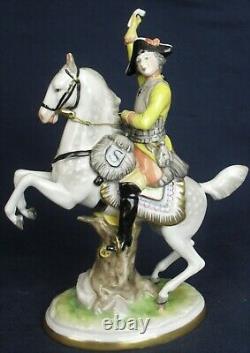 Volkstedt figure of a soldier on rearing horse vintage