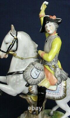 Volkstedt figure of a soldier on rearing horse vintage