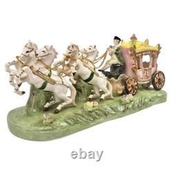Vtg CAPODIMONTE ITALY Porcelain Cinderella Princess Stagecoach 4 Horse Carriage