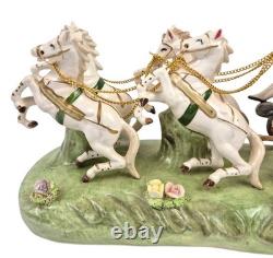 Vtg CAPODIMONTE ITALY Porcelain Cinderella Princess Stagecoach 4 Horse Carriage
