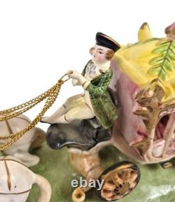 Vtg CAPODIMONTE ITALY Porcelain Cinderella Princess Stagecoach 4 Horse Carriage