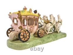 Vtg CAPODIMONTE ITALY Porcelain Cinderella Princess Stagecoach 4 Horse Carriage
