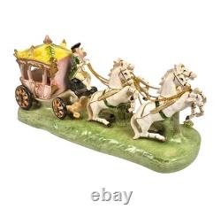Vtg CAPODIMONTE ITALY Porcelain Cinderella Princess Stagecoach 4 Horse Carriage