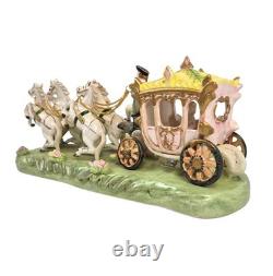 Vtg CAPODIMONTE ITALY Porcelain Cinderella Princess Stagecoach 4 Horse Carriage