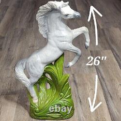 Vtg Ceramic Gray Horse Stallion Statue Regency 26 Figure Art Rearing Standing