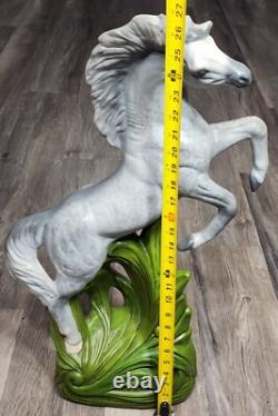 Vtg Ceramic Gray Horse Stallion Statue Regency 26 Figure Art Rearing Standing